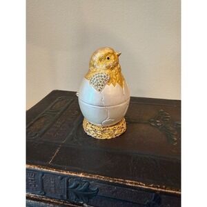 Vintage Rucinni Hatching Chick Trinket Box